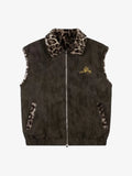 Reversible Leopard Faux Fur & Suede Zip Vest