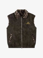 Reversible Leopard Faux Fur & Suede Zip Vest