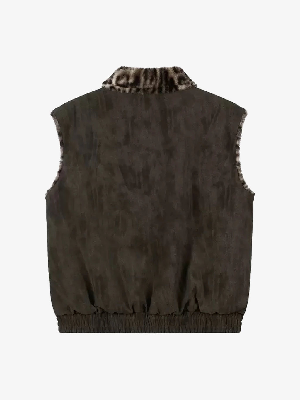 Reversible Leopard Faux Fur & Suede Zip Vest