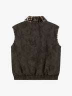 Reversible Leopard Faux Fur & Suede Zip Vest
