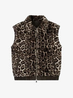 Reversible Leopard Faux Fur & Suede Zip Vest