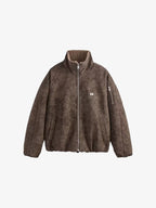 Faux Fur Collar Suede Bomber Jacket