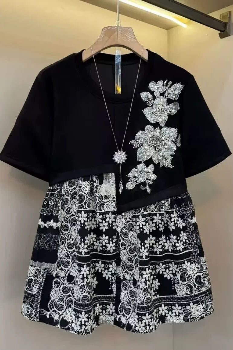 Patchwork Floral Design Top