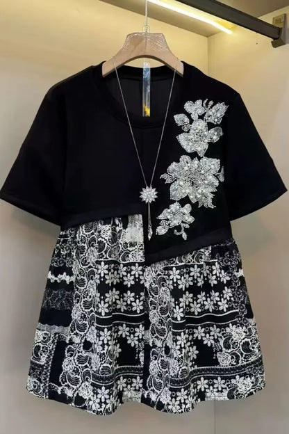Patchwork Floral Design Top