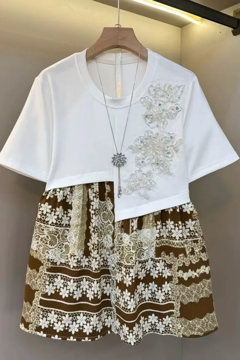 Patchwork Floral Design Top
