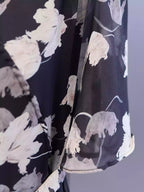 V Neck Cinched Waist Chiffon Dress