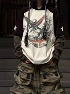 Washed Camo Eagle Graphic Long Sleeve Tee