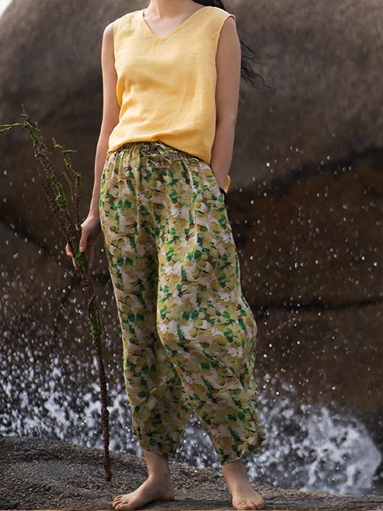 Casual Printed Drawstring Pants