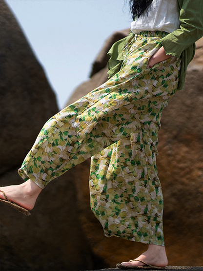 Casual Printed Drawstring Pants