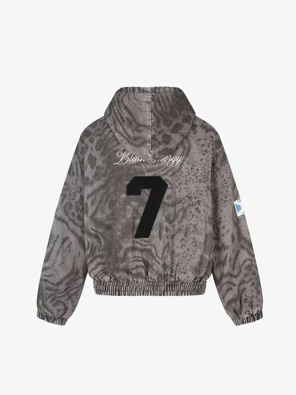 Washed Graphic Pattern Full-Zip Hooded Jacket