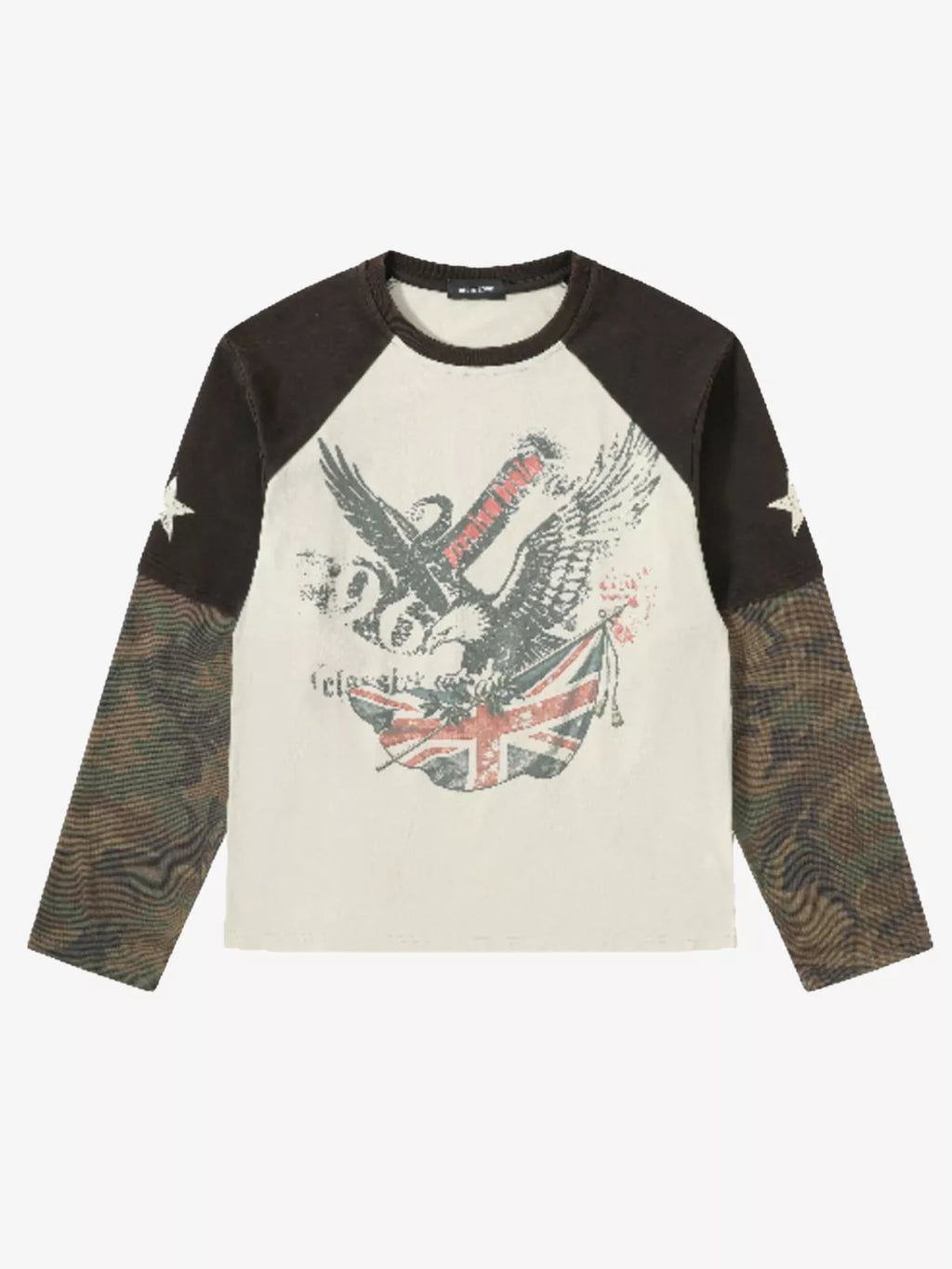 Washed Camo Eagle Graphic Long Sleeve Tee