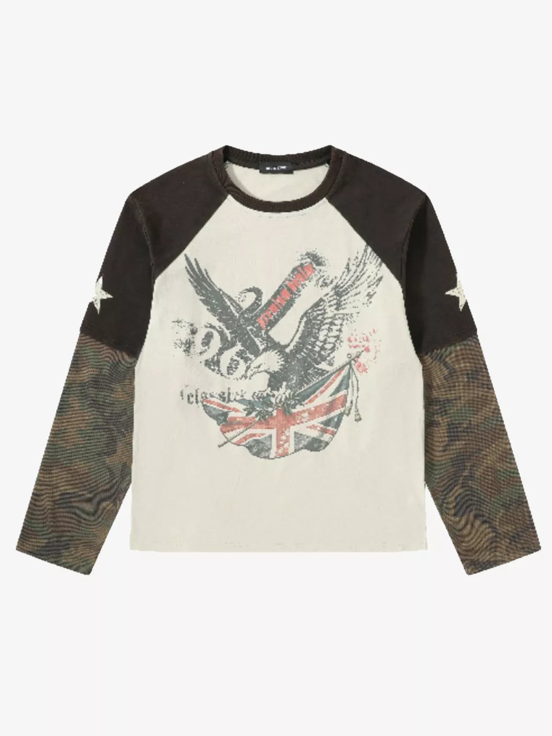 Washed Camo Eagle Graphic Long Sleeve Tee