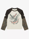 Washed Camo Eagle Graphic Long Sleeve Tee