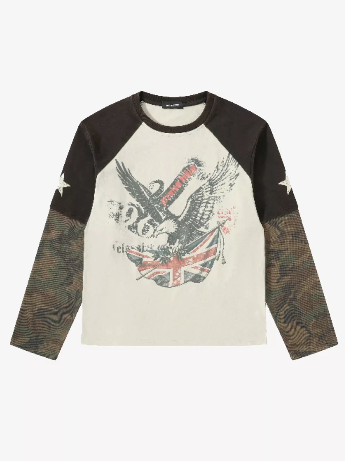 Washed Camo Eagle Graphic Long Sleeve Tee
