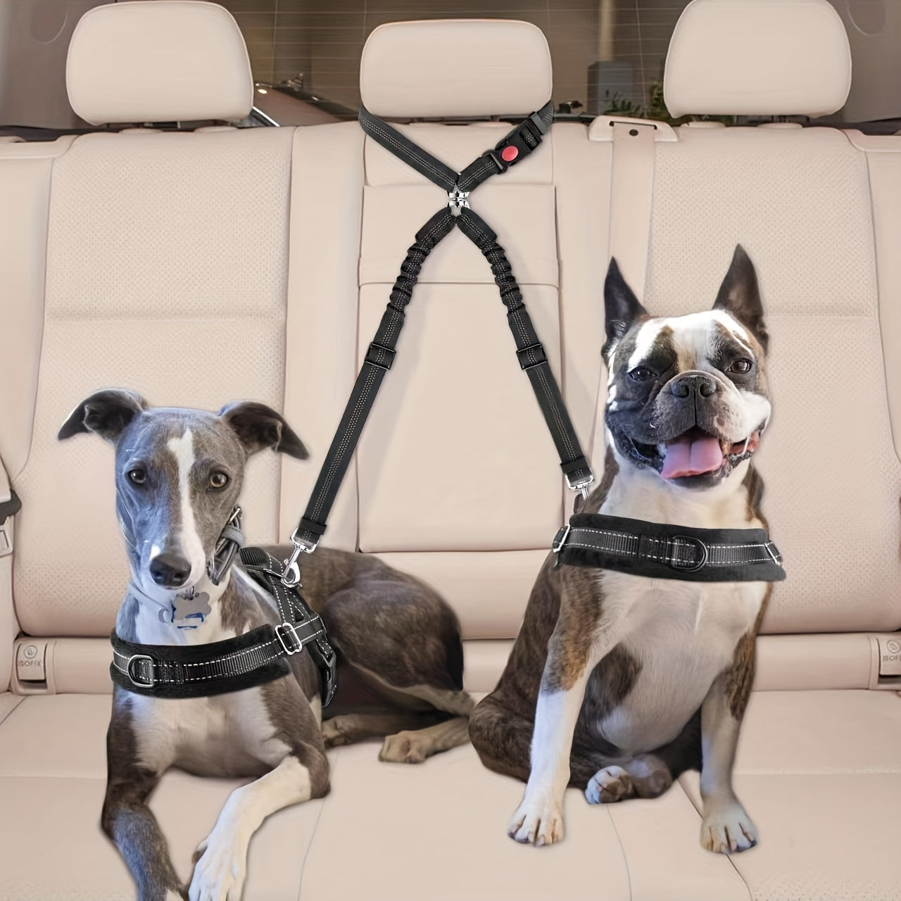 Adjustable Dog Car Safety Seat Belt & Leash