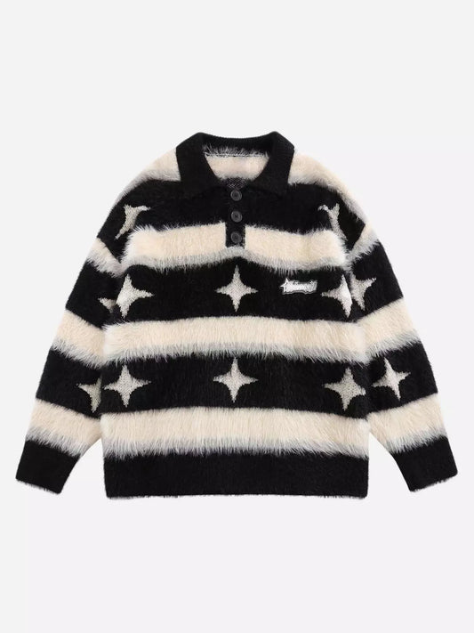 Niceprimes  Striped Star Collar Sweater