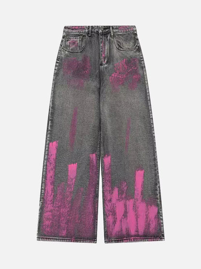 Niceprimes Graffiti Airbrushed Washed And Distressed Jeans