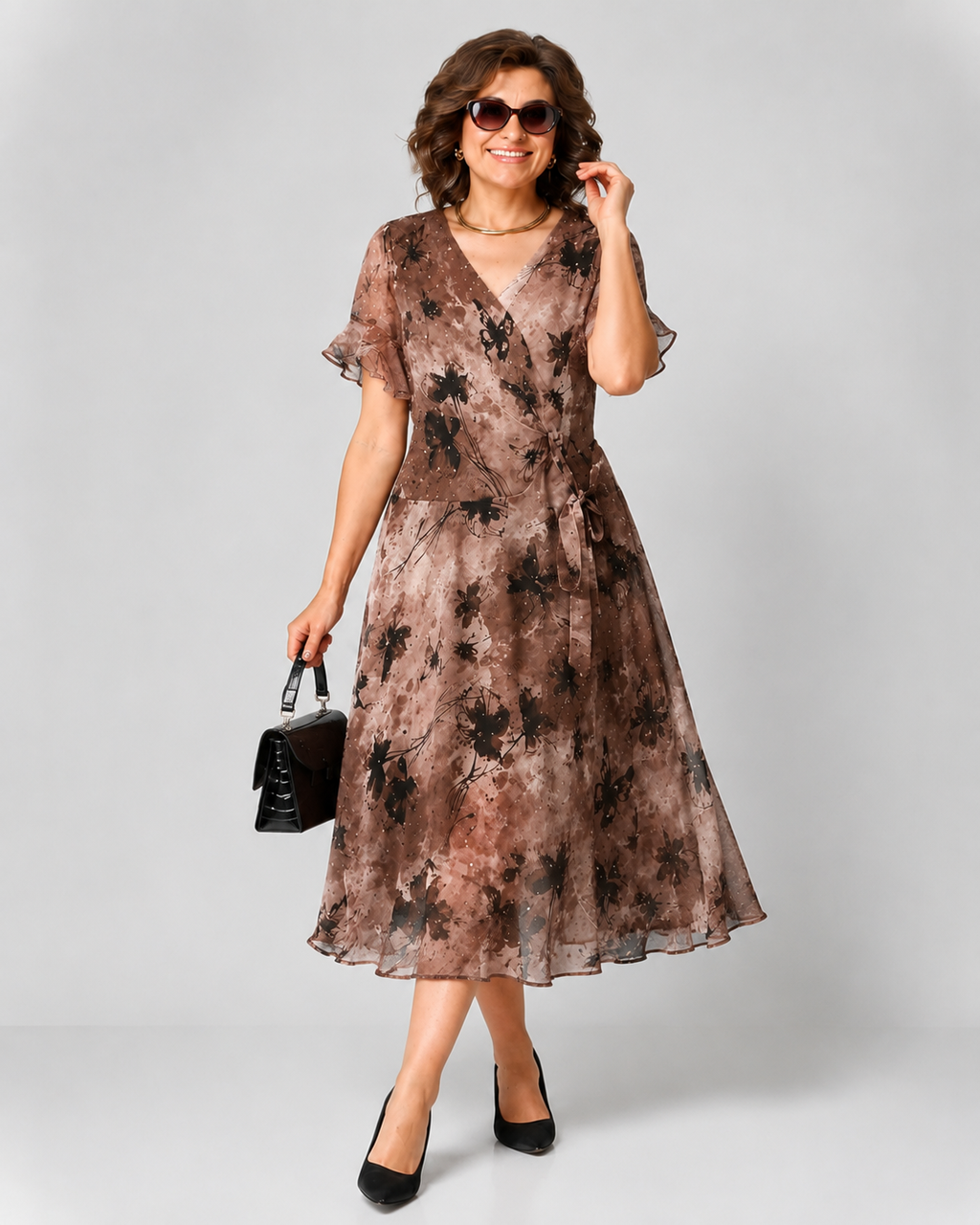 Floral Chiffon Midi Dress