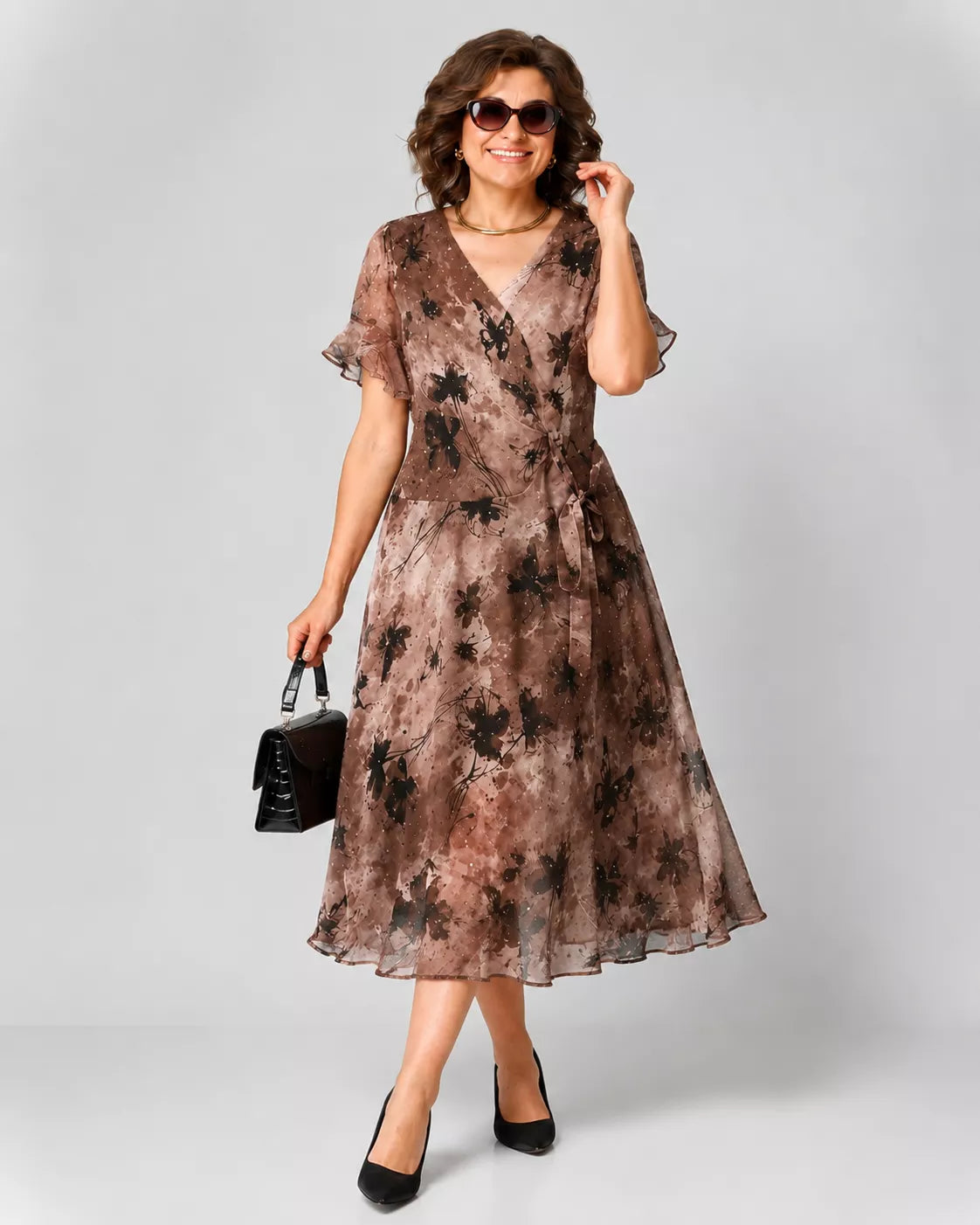 Floral Chiffon Midi Dress
