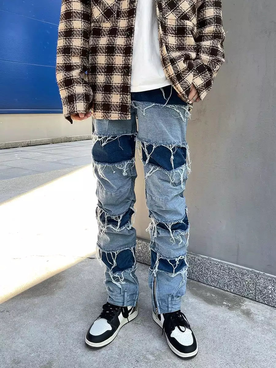 Niceprimes Washed Patchwork Jeans