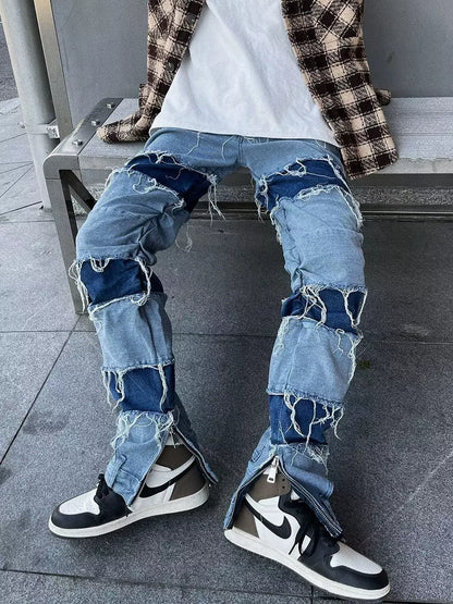 Niceprimes Washed Patchwork Jeans