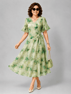 Casual Elegant Butterfly Print Midi Dress