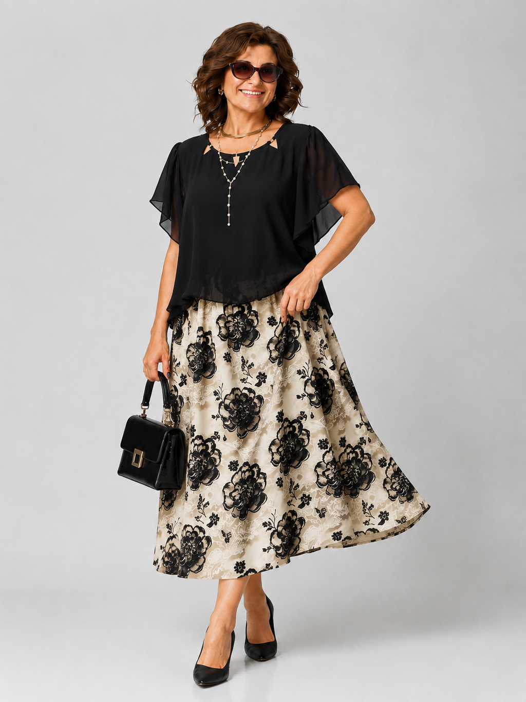 Elegant Floral Chiffon Dress