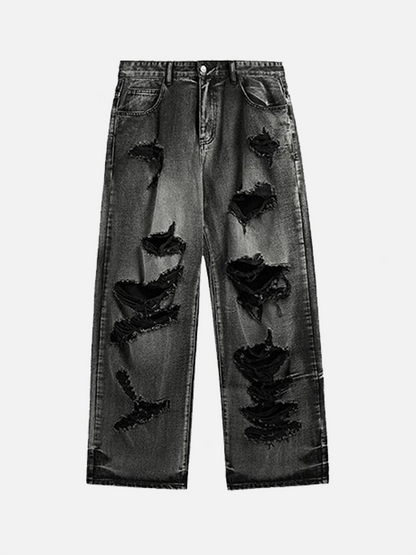 Niceprimes Ripped industrial denim jeans