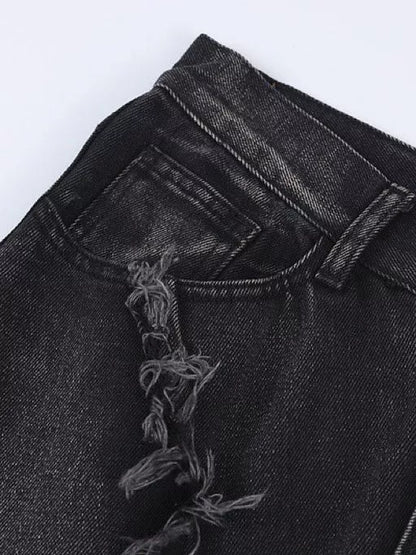 Niceprimes Frayed Vintage-Washed Jeans