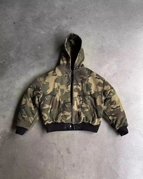 2-in-1 Reversible Camo Hooded Bomber Jacket