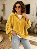 Women's Luxury Velvet Half Zip Pullover Top