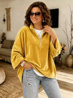 Women's Luxury Velvet Half Zip Pullover Top