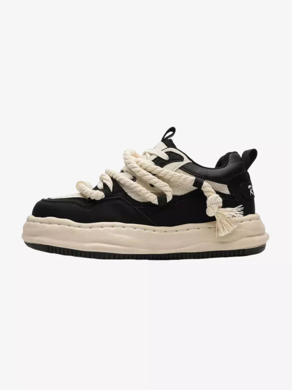 Niceprimes Tasseled Thick Rope Lace Distressed Skate Platform Sneakers