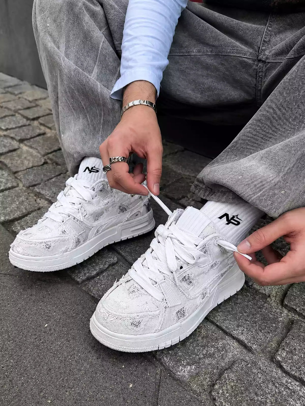 Distressed Vintage Streetwear Sneakers