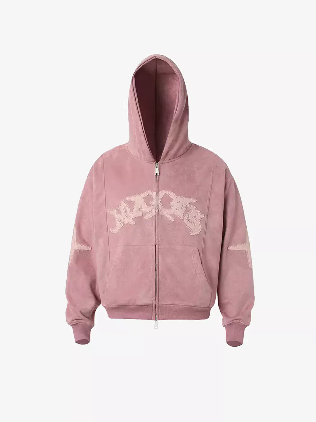 Applique Star-Embroidered Double-Zip Heavyweight Hoodie