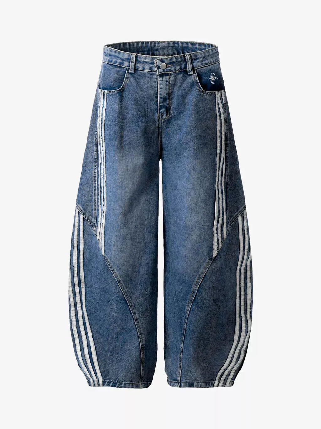Contrast Stripe Barrel Leg Jeans