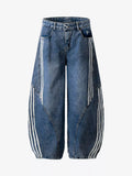 Contrast Stripe Barrel Leg Jeans