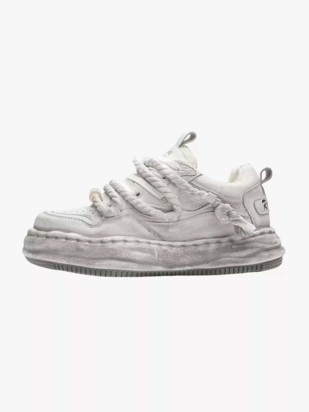 Niceprimes Tasseled Thick Rope Lace Distressed Skate Platform Sneakers