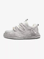 Niceprimes Tasseled Thick Rope Lace Distressed Skate Platform Sneakers