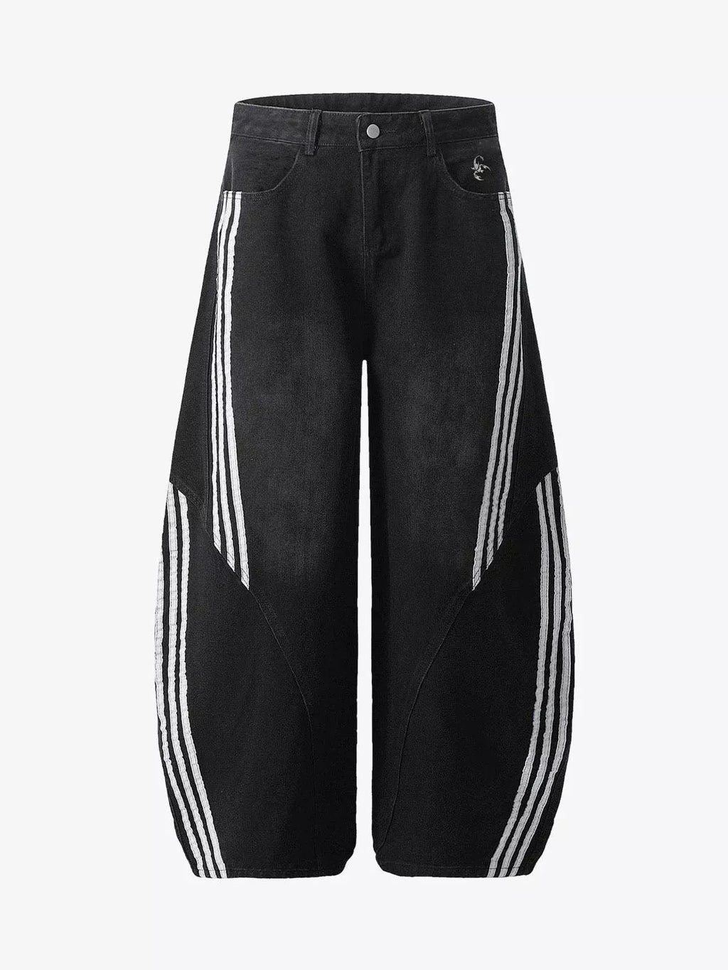 Contrast Stripe Barrel Leg Jeans