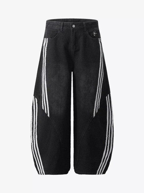 Contrast Stripe Barrel Leg Jeans