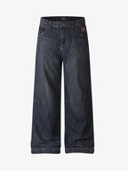 Flag Whiskered Raw Wide-Leg Jeans