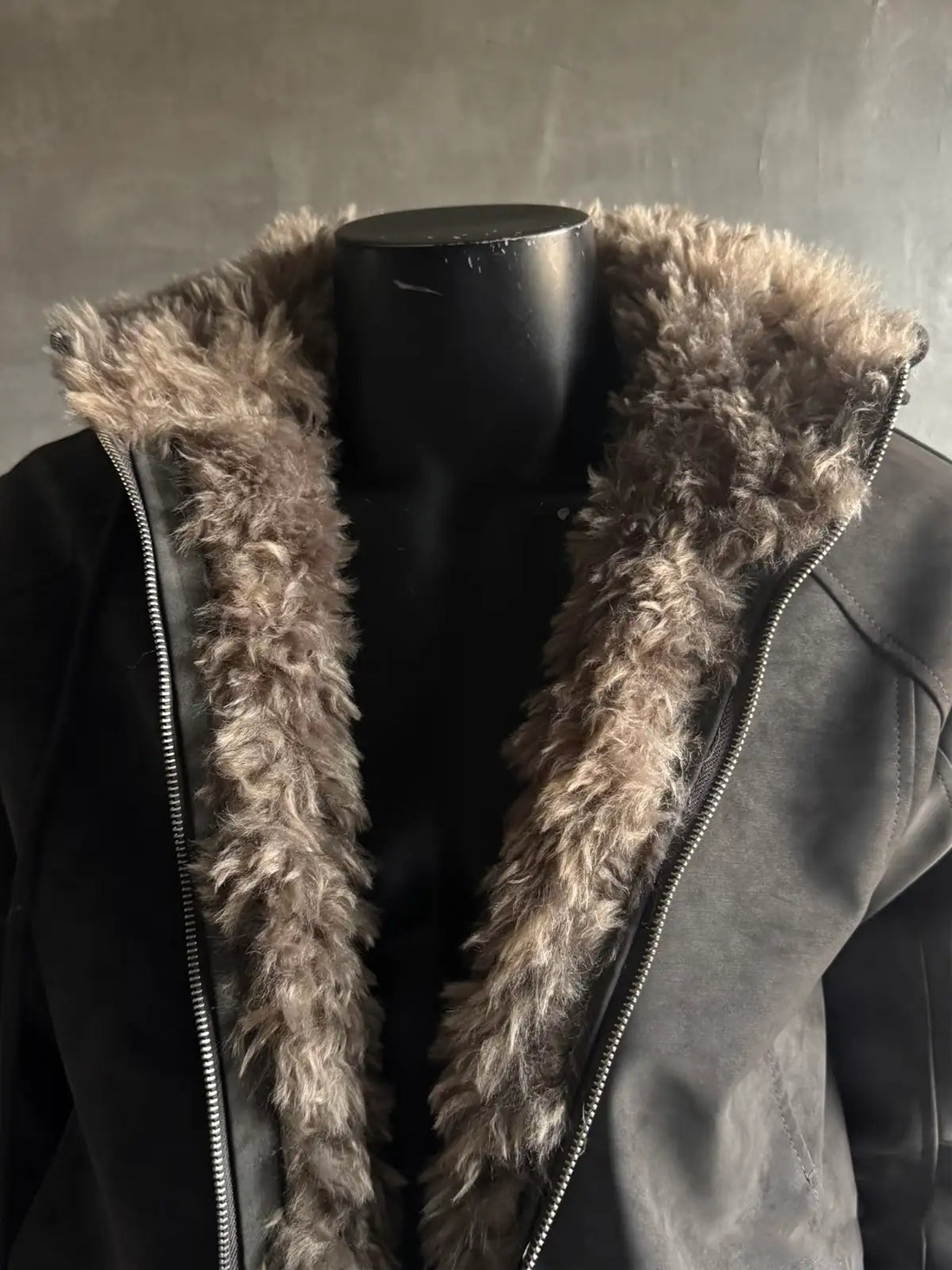 Fur-Trimmed Star-Pendant Suede-Finish Hooded Bomber Jacket