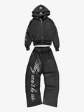 Vintage Washed Embroidered Hoodie & Relaxed Pants Set