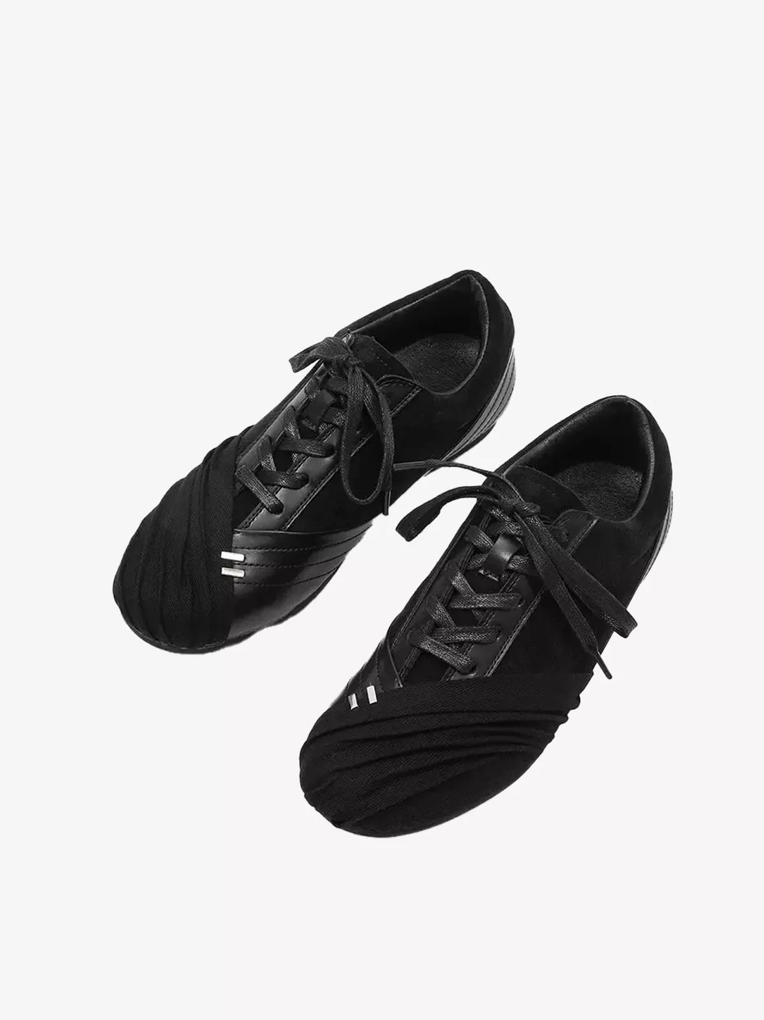 Niceprimes Pleated Toe Wrap Leather Low-Top Sneakers