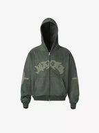 Applique Star-Embroidered Double-Zip Heavyweight Hoodie