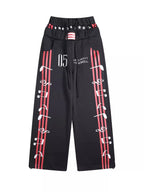 Music Note Graphic Track Jacket & Wide-Leg Pants Set