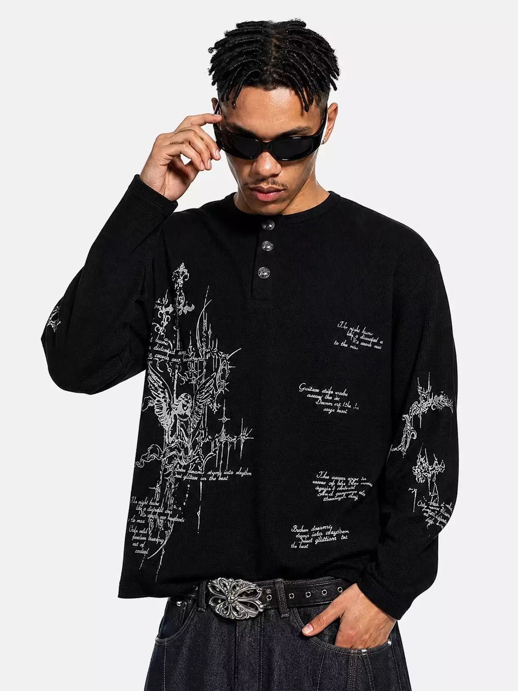 Rune Waffle Henley Long Sleeve Tee