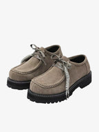 Contrast-Stitch Suede Moc-Toe Platform Derbies