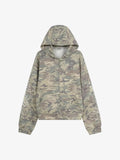 Camo-Print Script-Sleeve Zip-Up Heavyweight Hoodie